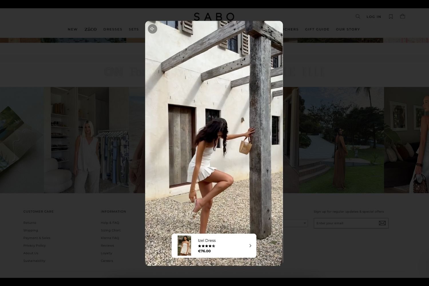 Sabo storefront with shoppable Instagram post